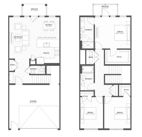 three bedroom townhome floor plan