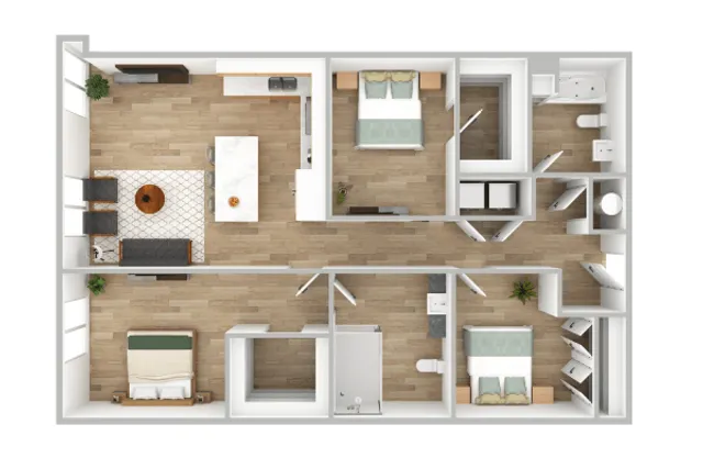 three bedroom floor plan