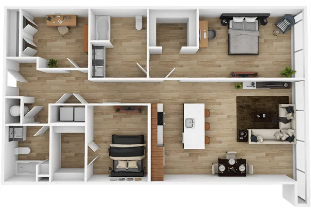 three bedroom floor plan