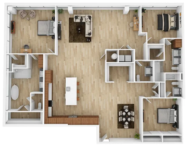 three bedroom floor plan