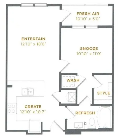 One Bedroom Apartment Floor Plan