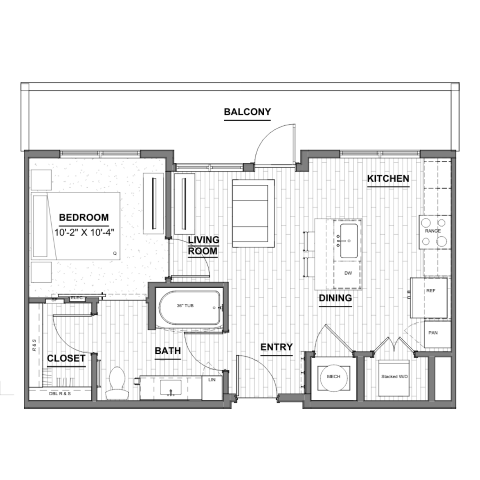 Ellison Museum District - One Bedroom Floorplan