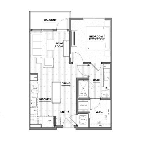 Ellison Museum District - One Bedroom Floorplan