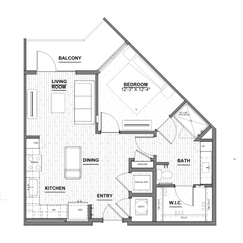 Ellison Museum District - One Bedroom Floorplan