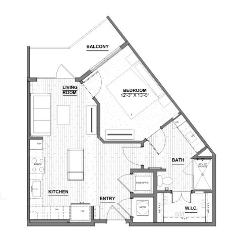Ellison Museum District - One Bedroom Floorplan