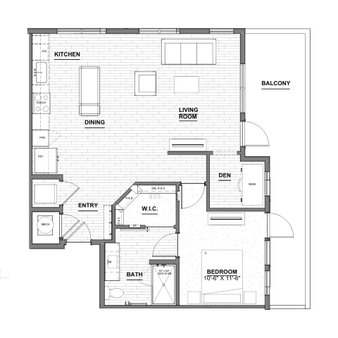 Ellison Museum District - One-Bedroom Floorplan