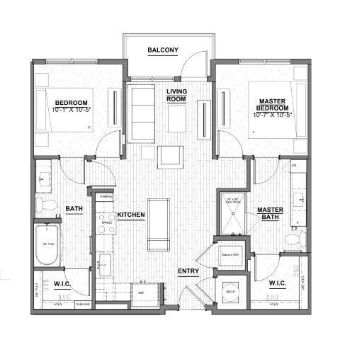 Ellison Museum District - Two-Bedroom Floor Plan