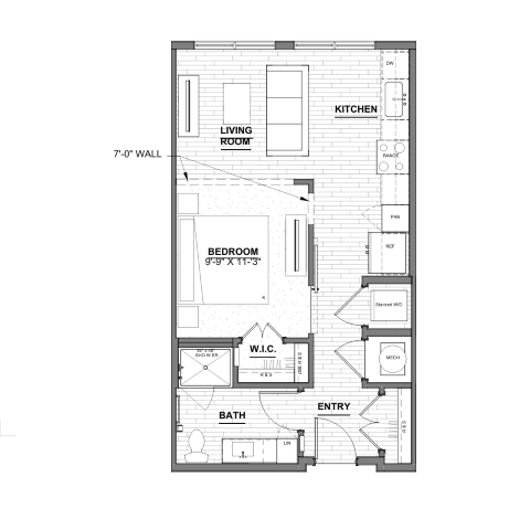 Ellison Museum District - One-Bedroom Floorplan