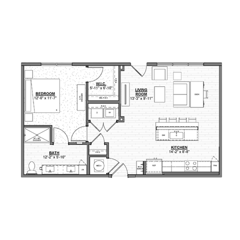 Ellison at The Exchange - One Bedroom Floorplan