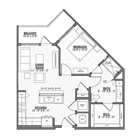 Ellison at The Exchange - One-Bedroom Floorplan