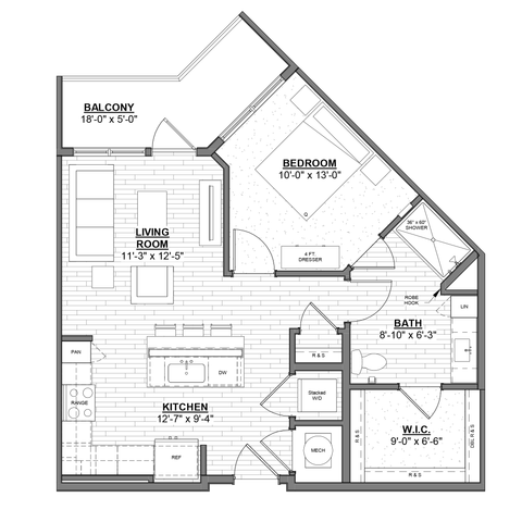 Ellison at The Exchange - One-Bedroom Floorplan