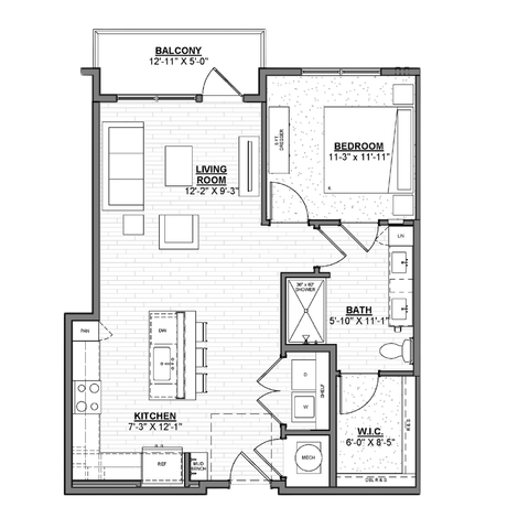 Ellison at The Exchange - One-Bedroom Floorplan