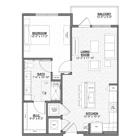 Ellison at The Exchange - One-Bedroom Floorplan