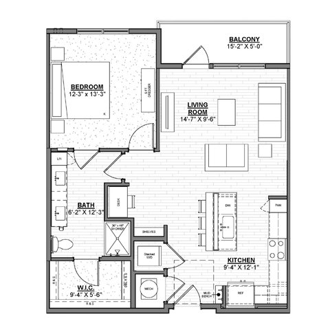 Ellison at The Exchange - One-Bedroom Floorplan