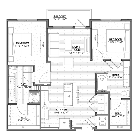 Ellison at The Exchange - Two-Bedroom Floorplan