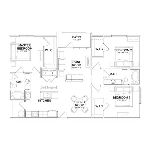 Cobalt - Three-Bedroom Floorplan