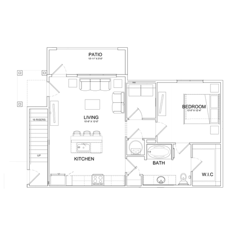 Cobalt - One-Bedroom Floor Plan