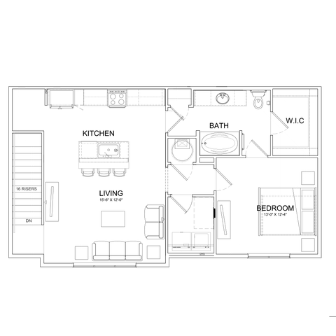 Cobalt - One Bedroom Floorplan