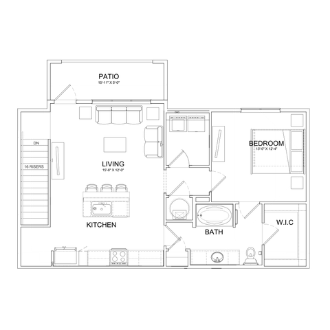 Cobalt - One Bedroom Floorplan