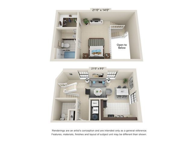 1 Bed 1.5 Bath