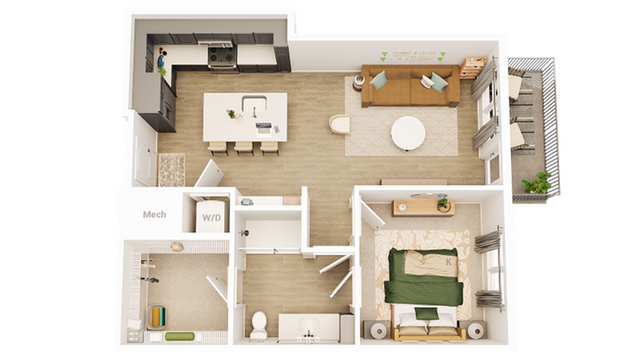 Ellison at The Preserve - One Bedroom Floorplan