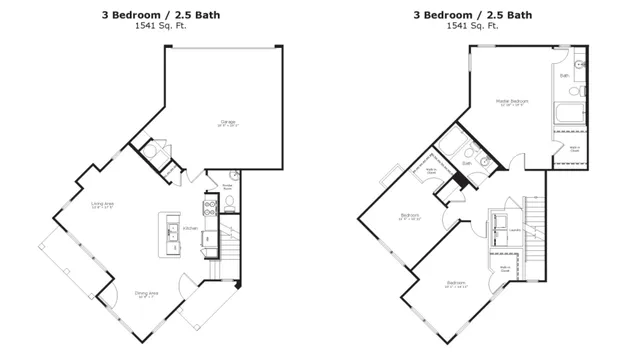 Inviting 2D floor plan showcasing a spacious living area, modern kitchen, and convenient half bath, complete with an attached garage.