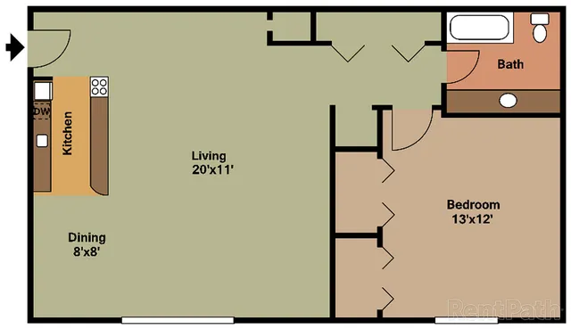 1 bedroom floor plan