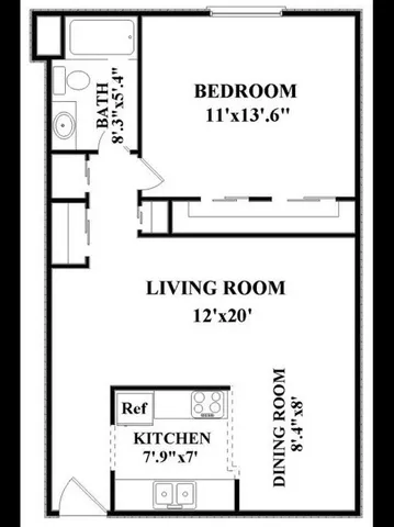 1 bedroom floor plan