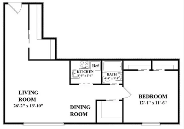 1M1 - 1 Bdrm, 1 Bath-MED