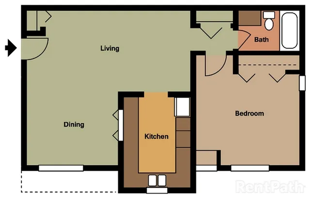 Floor plan 1 bed 2D