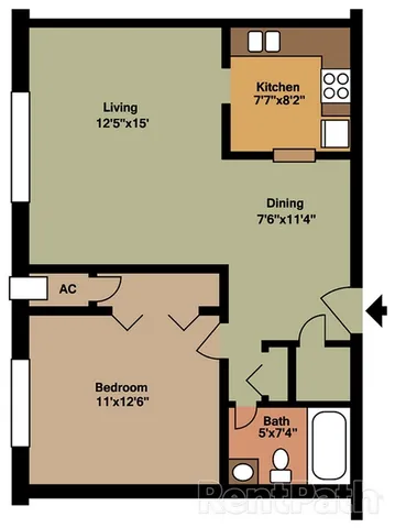 Floor plan 1 bed 2D