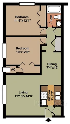 Floor plan 2 bed 2D