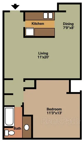 Floor plan 1 bed 2D