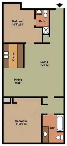 Floor plan 2 bed 2D