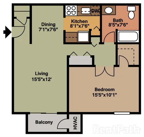 1 Bedroom Floor Plan