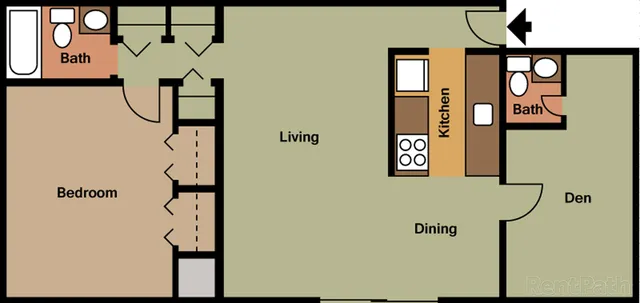 1 Bedroom Den  1.5 Bath