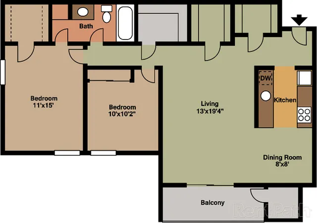 2 Bedroom Floor Plan