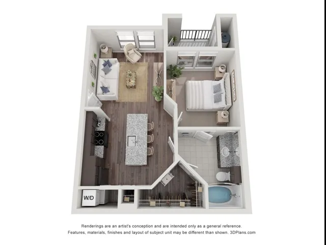 1 Bedroom 1 Bathroom Floorplan