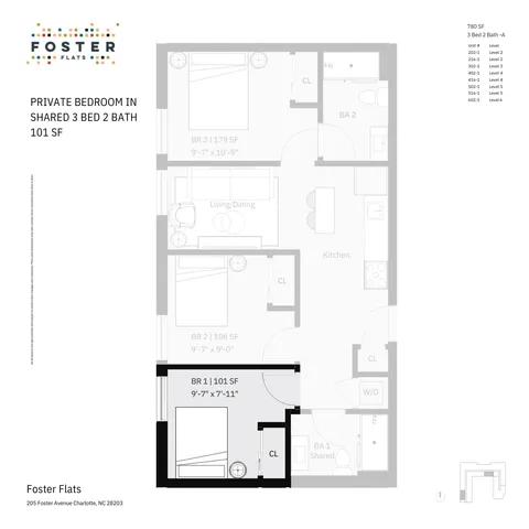 3 Bed 2 Bath - A | 780 SF