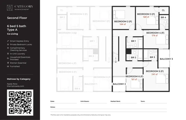 Floor plan of Suite 1 | Co-living apartment at Melrose by Category