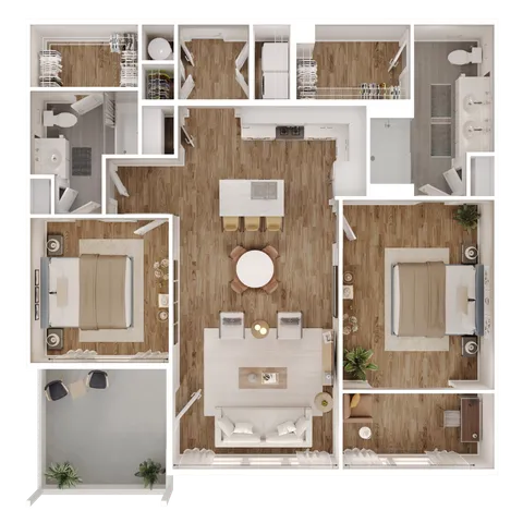 two bedroom two bath apartment
