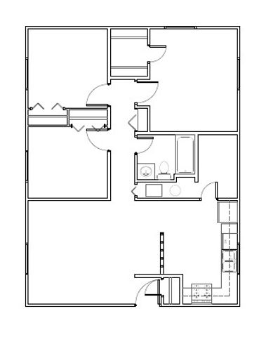 Modern floor plan showcasing 2 bedrooms, a well-appointed kitchen, and a comfortable living area.
