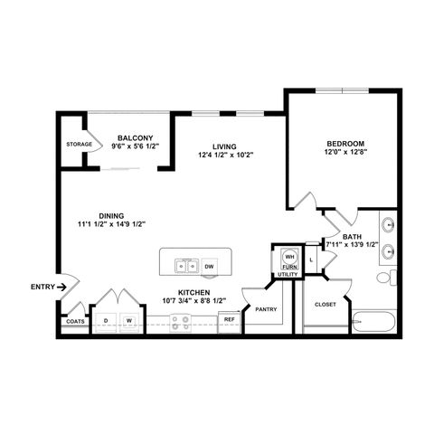 One Bedrooms | 1 Bath | 858 sq.ft.