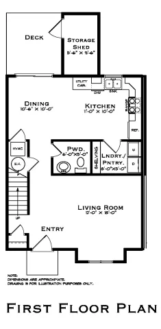 Hudson Ridge South 3 Bedroom First Floor Plan With No Garage