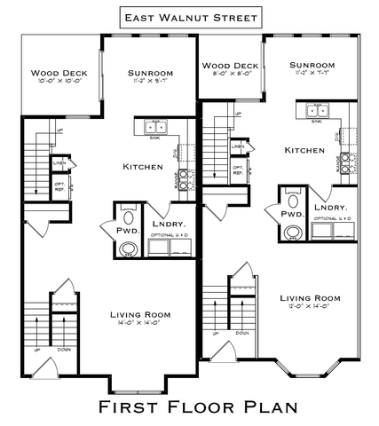 East Walnut Street 3 Bedroom, First Floor Plan