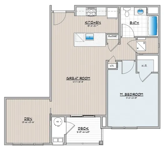 Cambria Phase 2, 1 Bedroom With Den