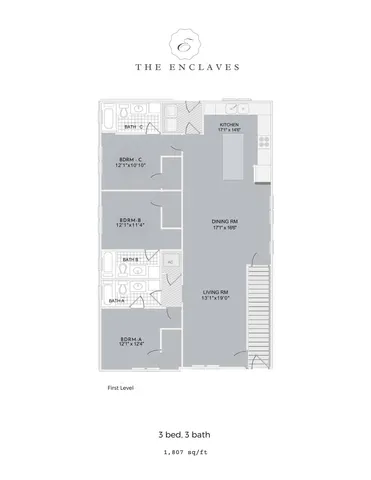 3 Bed 3 Bath Floor Plan
