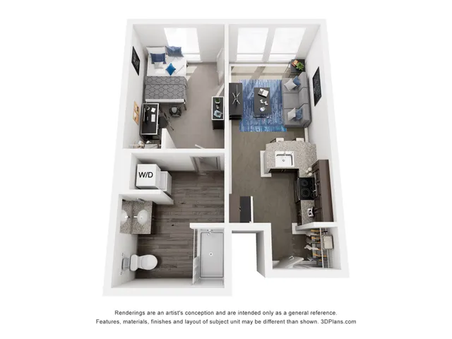 Edge Merrimack 1 Bed 1 Bath Floorplan