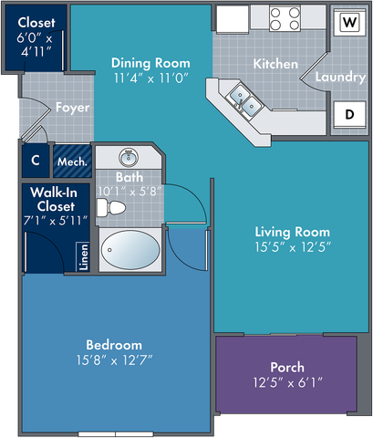 The Avalon Floor Plan at Abberly Village Apartments by HHHunt