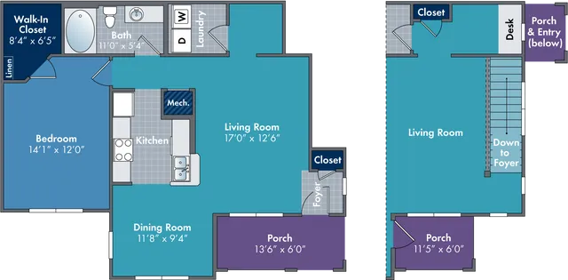 The Bijioux Floor Plan at Abberly Village Apartments by HHHunt